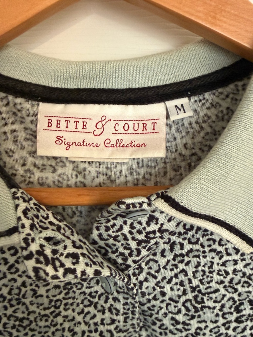Bette & Court Sleeveless Polo Top - Mint Collar with Black & White Leopard - Picture 2 of 3